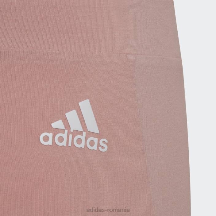 Adidas leggings din bumbac cu 3 dungi mov adidas copii mov/alb 2JBN19278