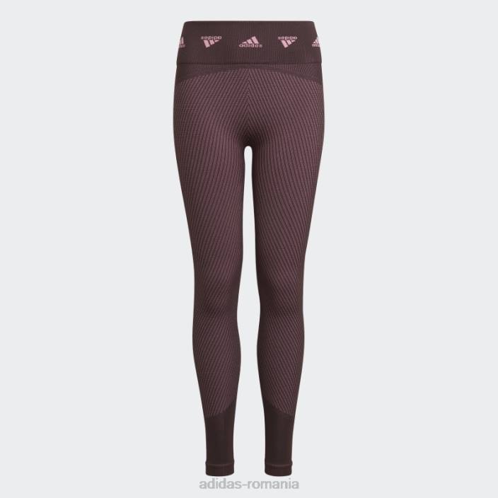 Adidas maroon aeroknit antrenament colanți fără cusături moda copii maro/roz 2JBN12165