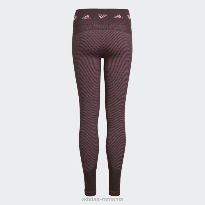 Adidas maroon aeroknit antrenament colanți fără cusături moda copii maro/roz 2JBN12165