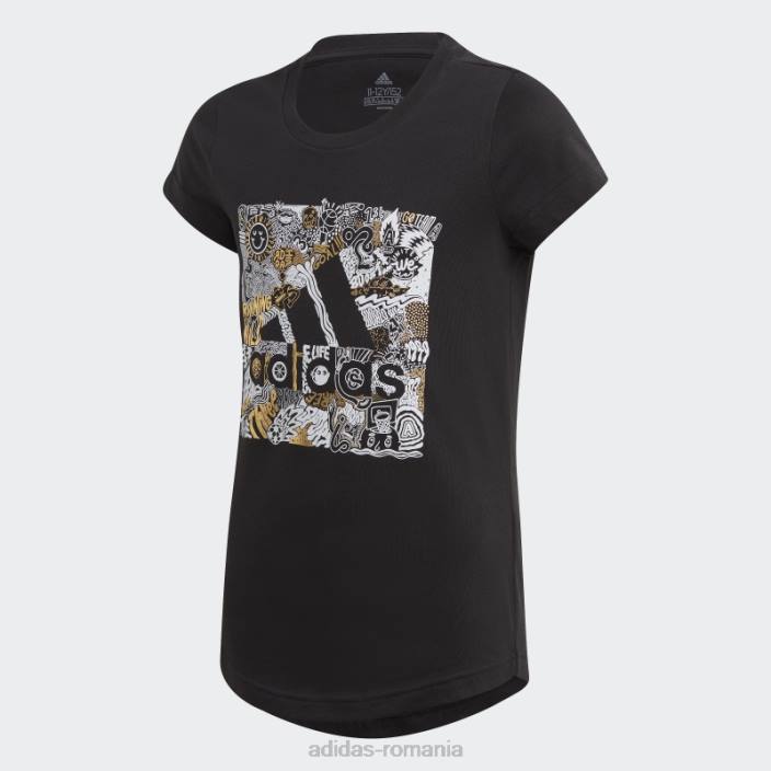 Adidas negru must have insigna doodle de tricou sport copii negru 2JBN19270