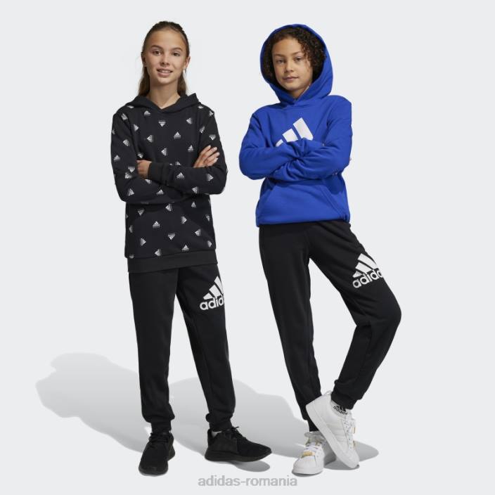 Adidas pantaloni de bumbac cu logo mare, cu potrivire regulată, negri copii alb negru 2JBN11893