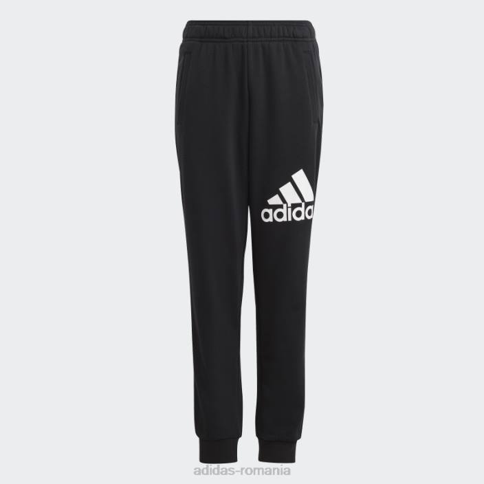 Adidas pantaloni de bumbac cu logo mare, cu potrivire regulată, negri copii alb negru 2JBN11893