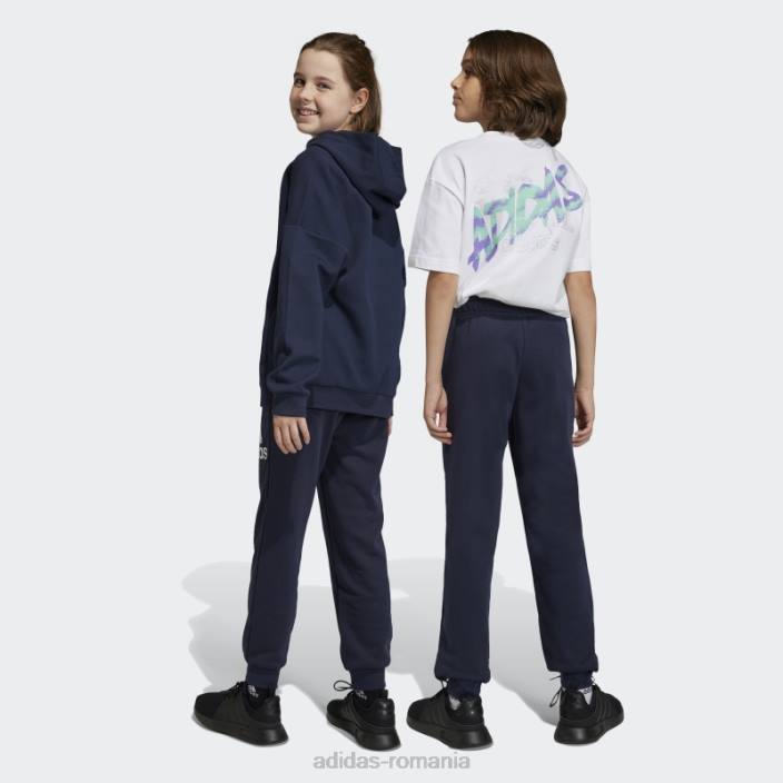 Adidas pantaloni de bumbac cu logo mare, ink essentials, cu potrivire obișnuită copii cerneală/alb 2JBN11723