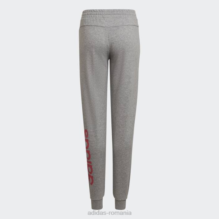 Adidas pantaloni de jogging liniari gri mediu copii gri mediu/roz/coral 2JBN19294