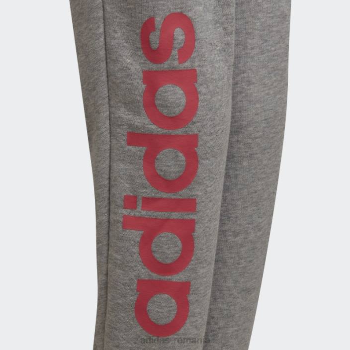 Adidas pantaloni de jogging liniari gri mediu copii gri mediu/roz/coral 2JBN19294