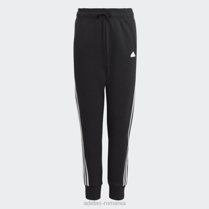Adidas pantaloni de jogging negri din bumbac cu 3 dungi adidas copii alb negru 2JBN19137