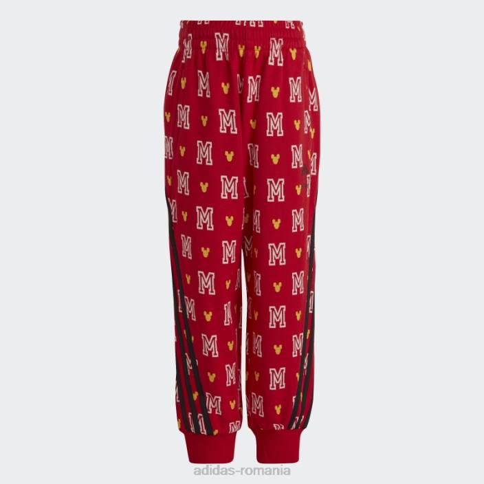 Adidas pantaloni de modă scarlet x disney mickey mouse copii stacojiu/alb/auriu 2JBN3330