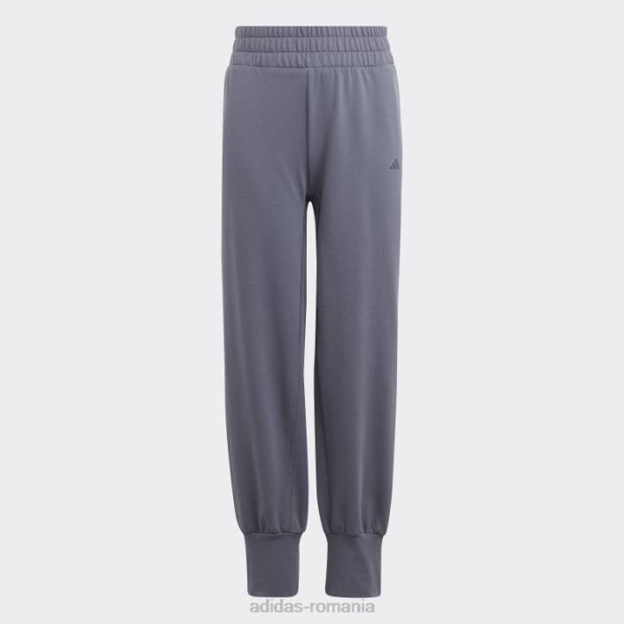 Adidas pantaloni de yoga cu talie mare aeroready bleumarin copii marina 2JBN12064