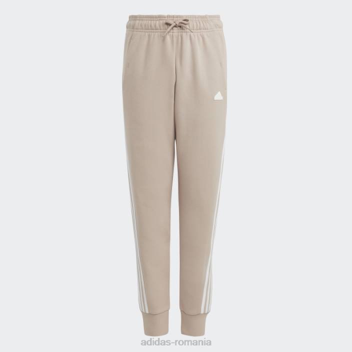 Adidas pantaloni din bumbac cu 3 dungi taupe future icons copii taupe/alb 2JBN12095