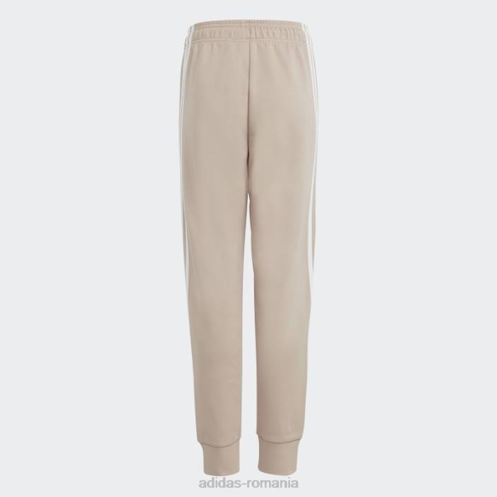 Adidas pantaloni din bumbac cu 3 dungi taupe future icons copii taupe/alb 2JBN12095