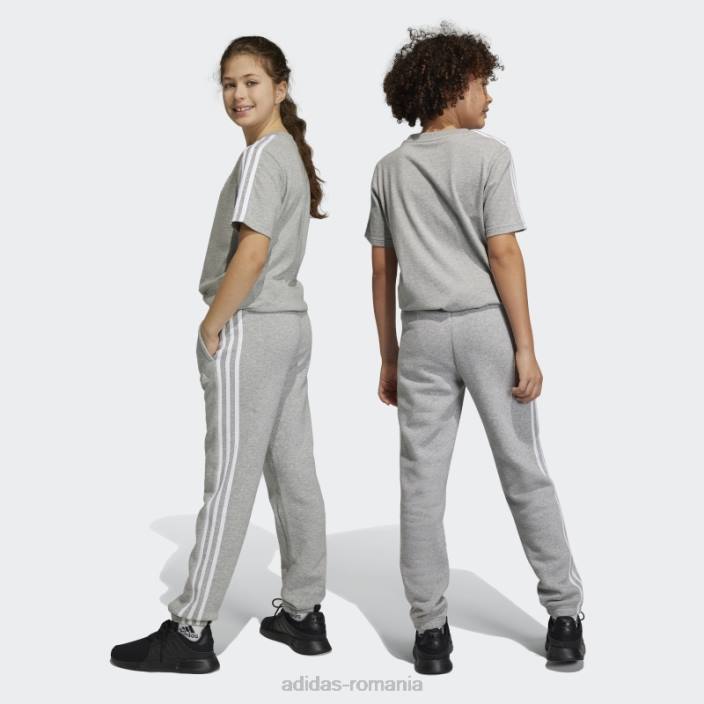 Adidas pantaloni din fleece cu 3 dungi gri mediu essentials copii gri mediu/alb 2JBN3364