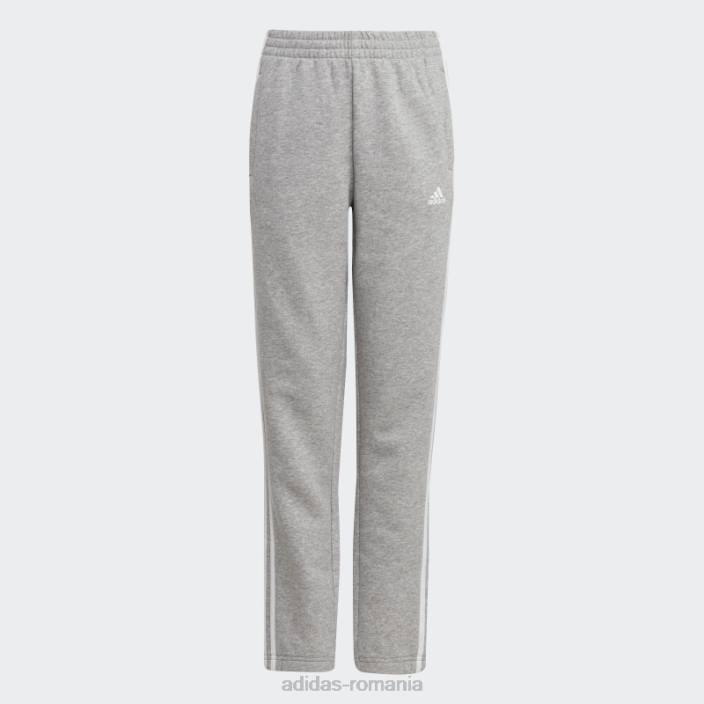 Adidas pantaloni din fleece cu 3 dungi gri mediu essentials copii gri mediu/alb 2JBN3364