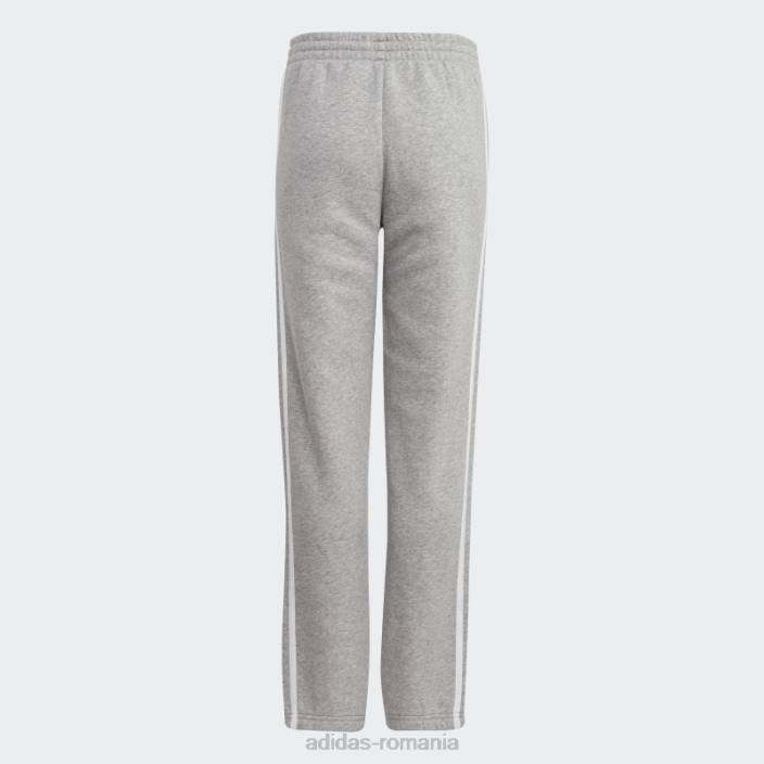 Adidas pantaloni din fleece cu 3 dungi gri mediu essentials copii gri mediu/alb 2JBN3364