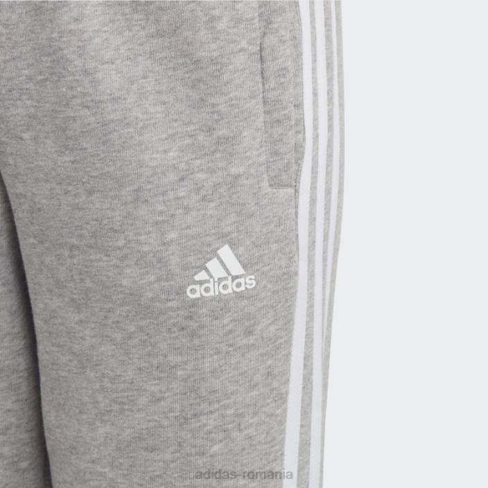 Adidas pantaloni din fleece cu 3 dungi gri mediu essentials copii gri mediu/alb 2JBN3364