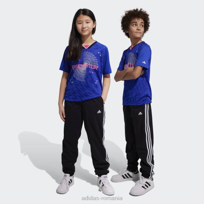 Adidas pantaloni țesuți cu 3 dungi negre copii alb negru 2JBN11693