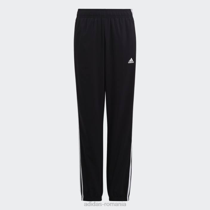 Adidas pantaloni țesuți cu 3 dungi negre copii alb negru 2JBN11693