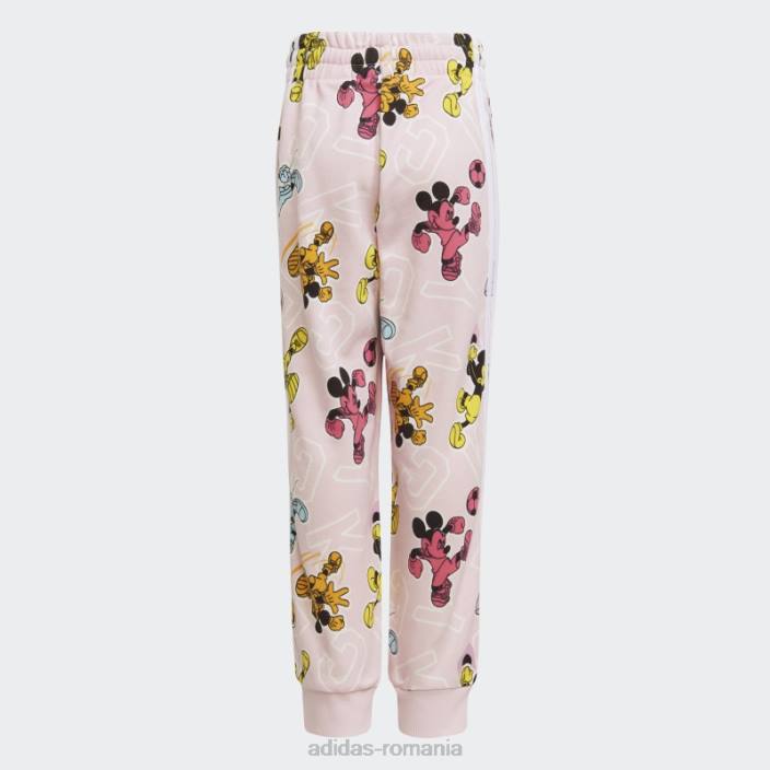 Adidas pantaloni mickey mouse roz x disney fierbinți copii roz/alb/magenta 2JBN12005