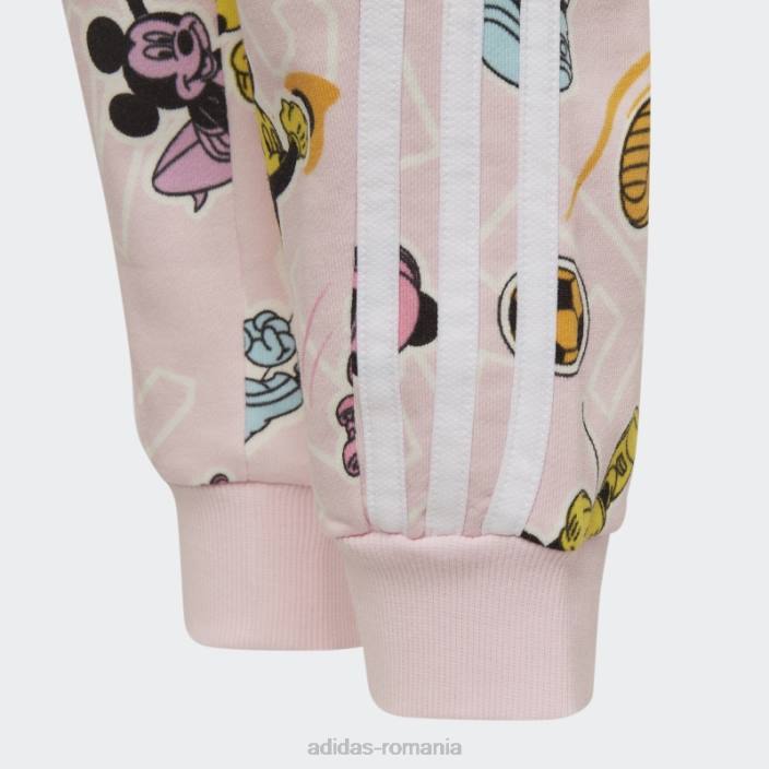 Adidas pantaloni mickey mouse roz x disney fierbinți copii roz/alb/magenta 2JBN12005
