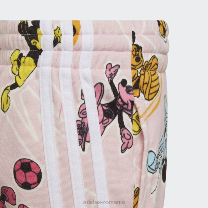 Adidas pantaloni mickey mouse roz x disney fierbinți copii roz/alb/magenta 2JBN12005
