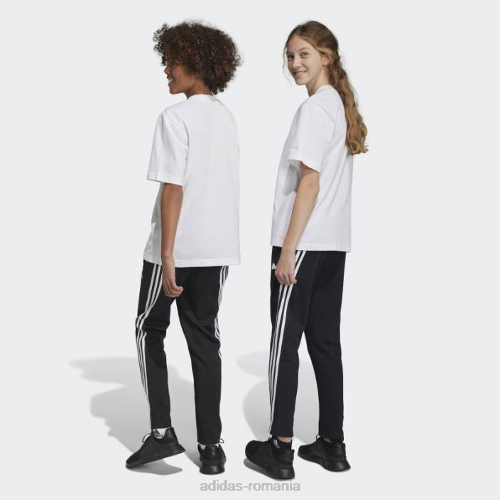 Adidas pantaloni până la glezne cu 3 dungi cu iconițe negre ale viitorului copii alb negru 2JBN11687