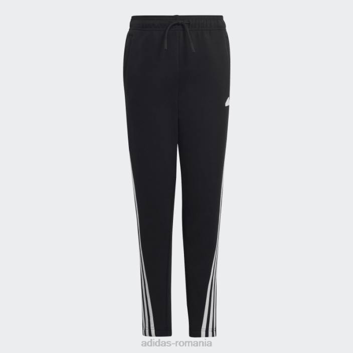 Adidas pantaloni până la glezne cu 3 dungi cu iconițe negre ale viitorului copii alb negru 2JBN11687
