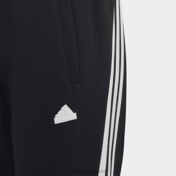 Adidas pantaloni până la glezne cu 3 dungi cu iconițe negre ale viitorului copii alb negru 2JBN11687