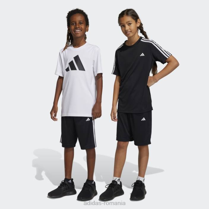 Adidas pantaloni scurți adidas cu 3 dungi aeroready esențiale trenului negru copii alb negru 2JBN11751
