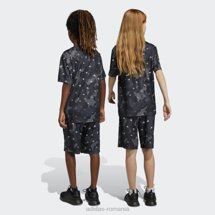 Adidas pantaloni scurți adidas cu ajustări obișnuite cu imprimeu general aeroready de sezon copii gri 2JBN18489