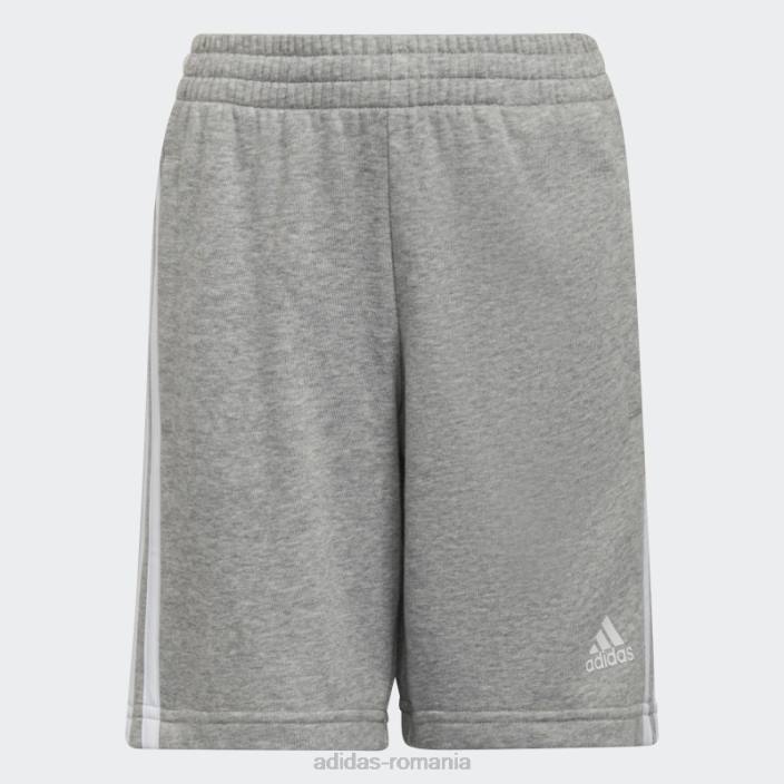 Adidas pantaloni scurți albi cu 3 dungi essentials copii gri mediu/alb 2JBN11845