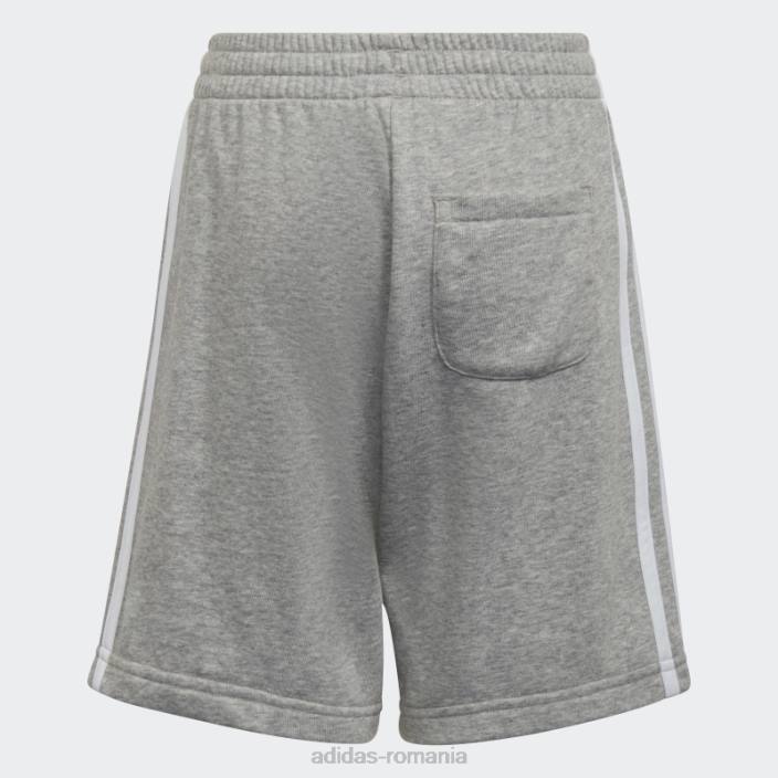Adidas pantaloni scurți albi cu 3 dungi essentials copii gri mediu/alb 2JBN11845