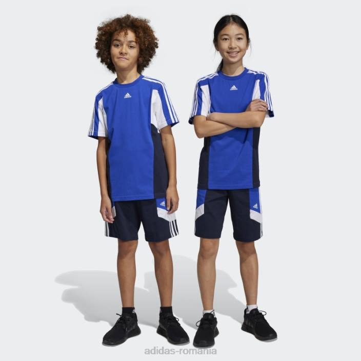 Adidas pantaloni scurți cu 3 dungi ink colorblock cu ajustare normală copii cerneală/albastru/alb 2JBN11818