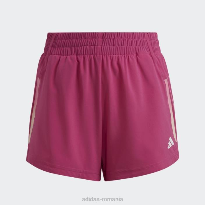 Adidas pantaloni scurți cu talie înaltă țesuți cu 3 dungi aeroready fucsia copii fucsia/alb 2JBN3454