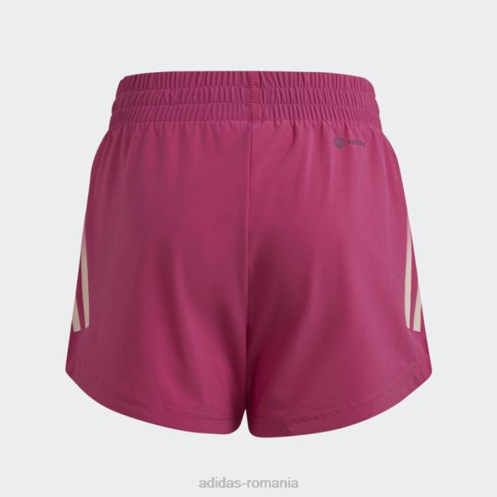 Adidas pantaloni scurți cu talie înaltă țesuți cu 3 dungi aeroready fucsia copii fucsia/alb 2JBN3454