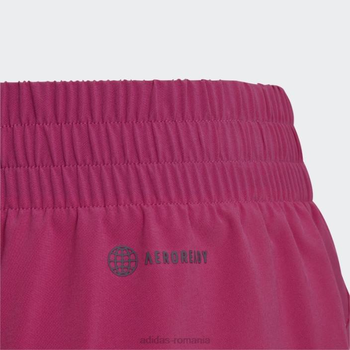 Adidas pantaloni scurți cu talie înaltă țesuți cu 3 dungi aeroready fucsia copii fucsia/alb 2JBN3454