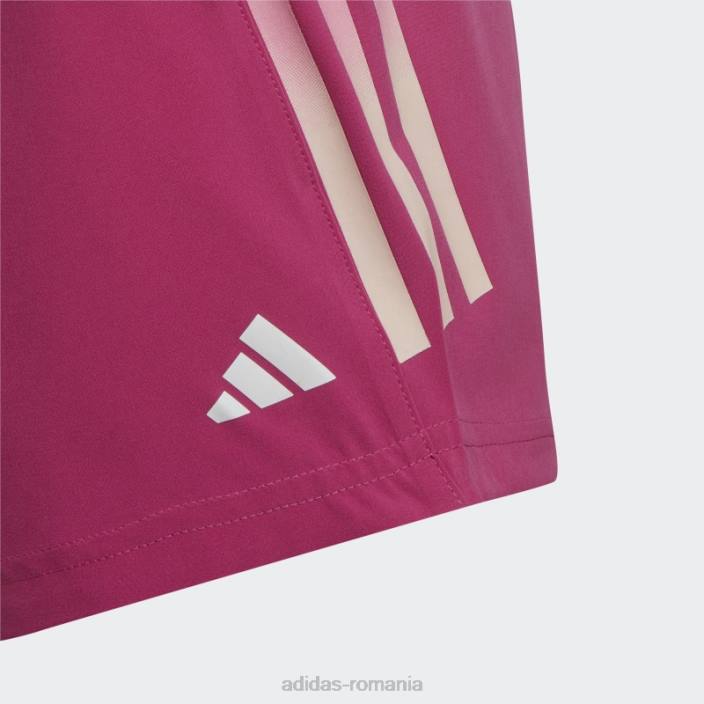 Adidas pantaloni scurți cu talie înaltă țesuți cu 3 dungi aeroready fucsia copii fucsia/alb 2JBN3454