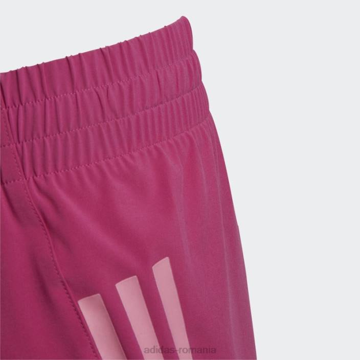 Adidas pantaloni scurți cu talie înaltă țesuți cu 3 dungi aeroready fucsia copii fucsia/alb 2JBN3454