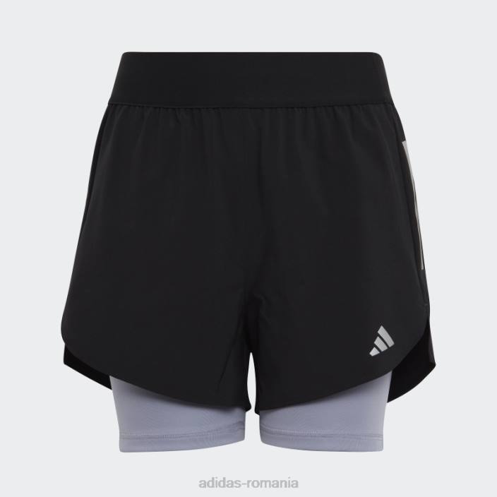 Adidas pantaloni scurți țesuți aeroready doi în unu negru adidas copii negru/argintiu violet/argintiu 2JBN19170