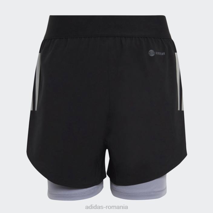 Adidas pantaloni scurți țesuți aeroready doi în unu negru adidas copii negru/argintiu violet/argintiu 2JBN19170