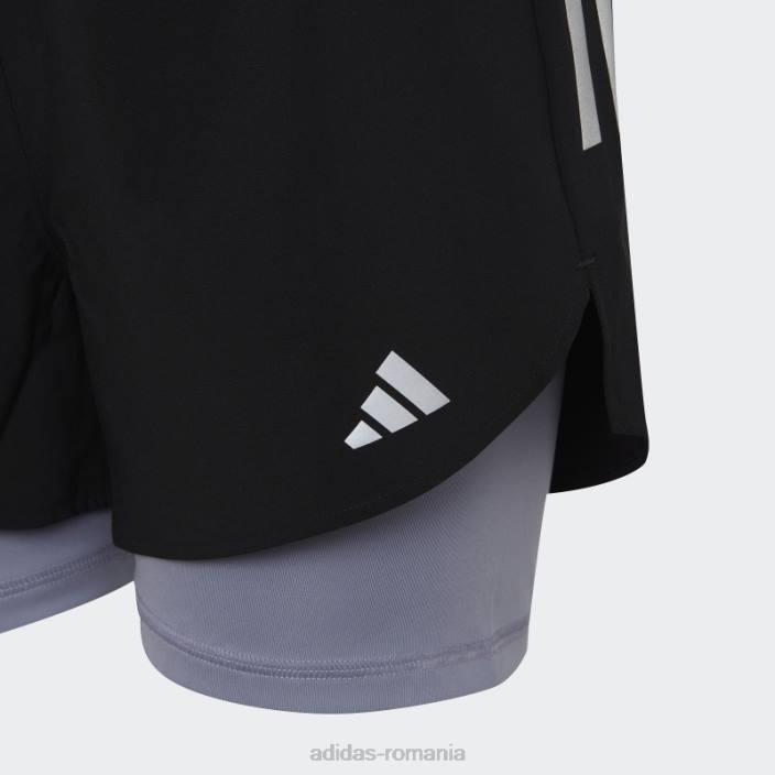 Adidas pantaloni scurți țesuți aeroready doi în unu negru adidas copii negru/argintiu violet/argintiu 2JBN19170