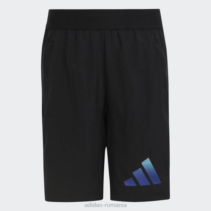 Adidas pantaloni scurți țesuți cu logo aeroready cu iconițe de tren negre copii negru/albastru 2JBN11740