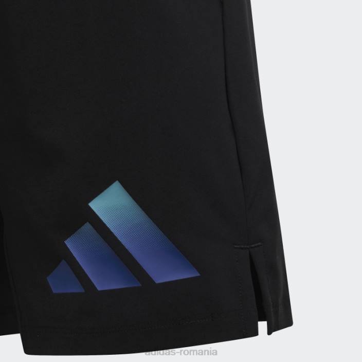 Adidas pantaloni scurți țesuți cu logo aeroready cu iconițe de tren negre copii negru/albastru 2JBN11740