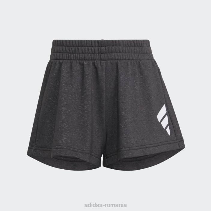 Adidas pantaloni scurți largi din bumbac cu 3 dungi cu iconițe negre ale viitorului adidas copii alb negru 2JBN19245