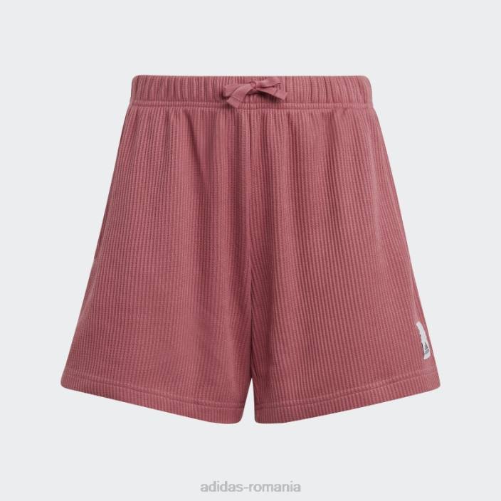 Adidas pantaloni scurți largi tricot waffle lounge roz adidas copii roz/alb/negru 2JBN12069