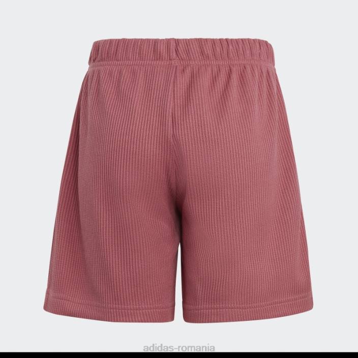 Adidas pantaloni scurți largi tricot waffle lounge roz adidas copii roz/alb/negru 2JBN12069