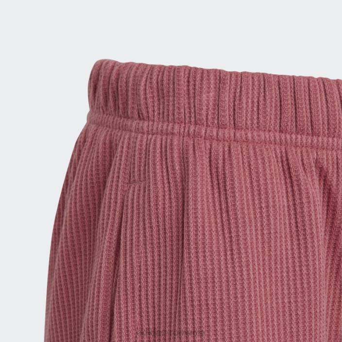 Adidas pantaloni scurți largi tricot waffle lounge roz adidas copii roz/alb/negru 2JBN12069