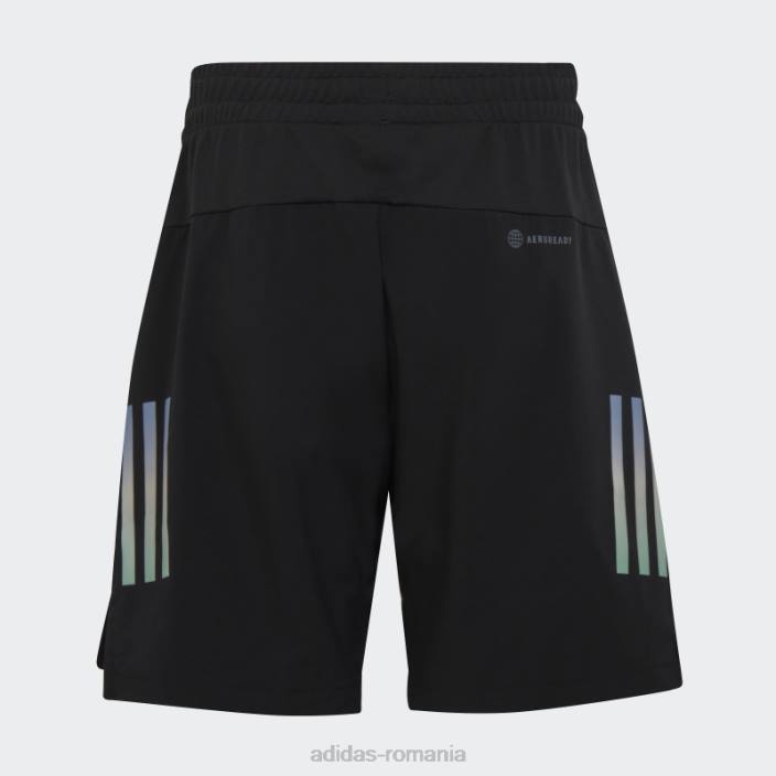 Adidas pantaloni scurți negri aeroready țesuți cu 3 dungi copii negru argintiu 2JBN18544