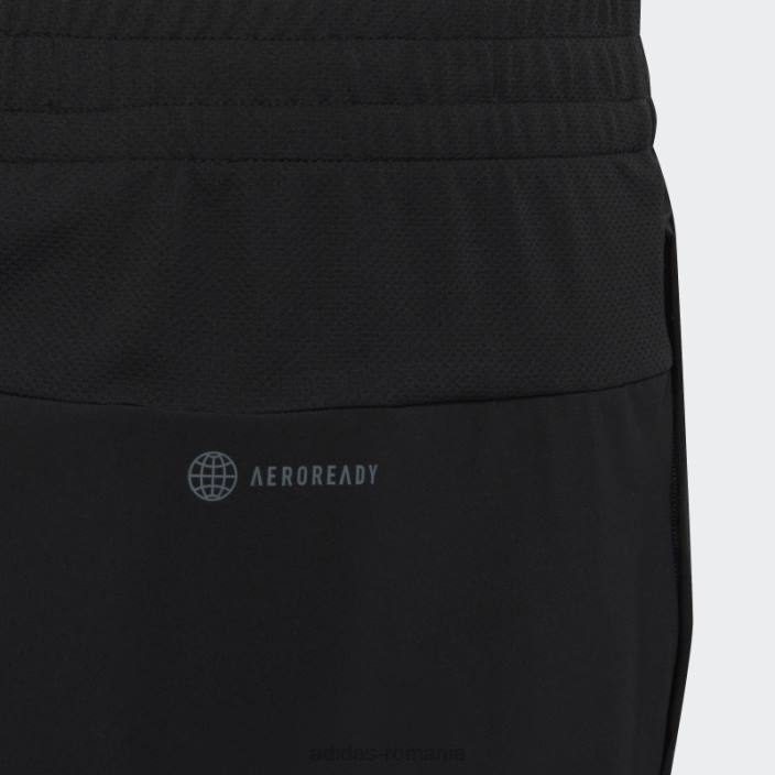 Adidas pantaloni scurți negri aeroready țesuți cu 3 dungi copii negru argintiu 2JBN18544