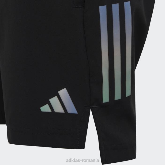 Adidas pantaloni scurți negri aeroready țesuți cu 3 dungi copii negru argintiu 2JBN18544