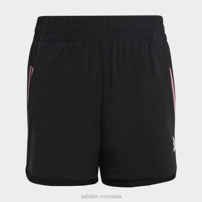 Adidas pantaloni scurți negri de antrenament aeroready cu 3 dungi țesute cu talie înaltă copii alb negru 2JBN12100