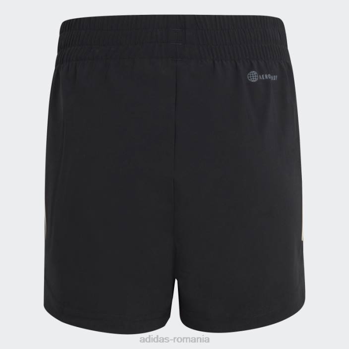 Adidas pantaloni scurți negri de antrenament aeroready cu 3 dungi țesute cu talie înaltă copii alb negru 2JBN12100